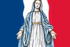 La vierge Marie devant le drapeau français